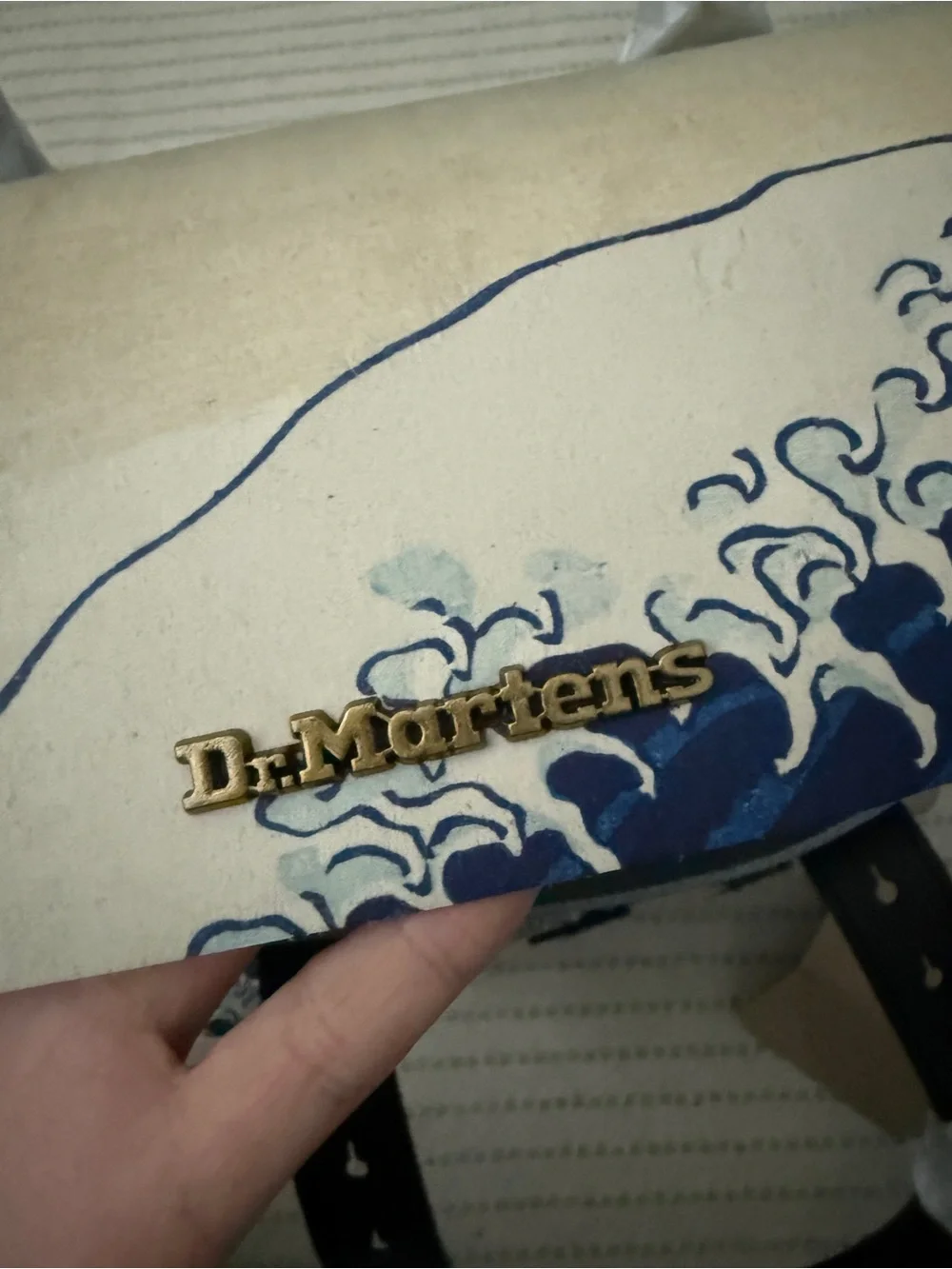 Dr. Martens x The Met Cream & Blue Wave Print Backpack hokusai bag
